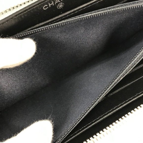CHANEL airline triple coco Long wallet Zip Around Long Wallet Black/Light blue - Picture 3 of 16